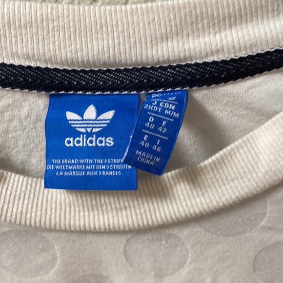 Adidas White Sheer Polka Dot Crop Top with Liner - Size Medium - Picture 4 of 5